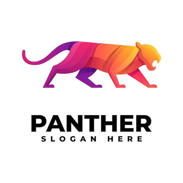Vector Logo Ilustração Pantera Gradiente Estilo Colorido.