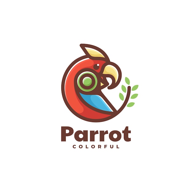 Vector logo ilustração parrot simple mascot style