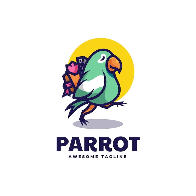 Vector logo ilustração parrot simple mascot style