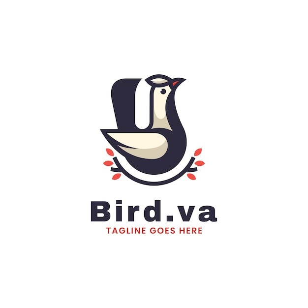 Vector logo ilustração pássaro simples mascote estilo