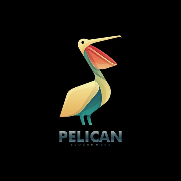 Vector logo ilustração pelican gradient colorful style.