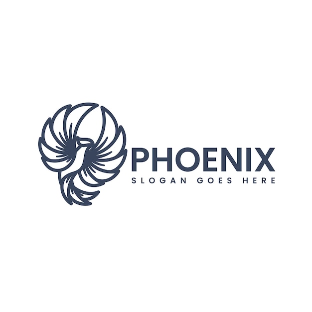 Vector logo ilustração phoenix linha arte estilo