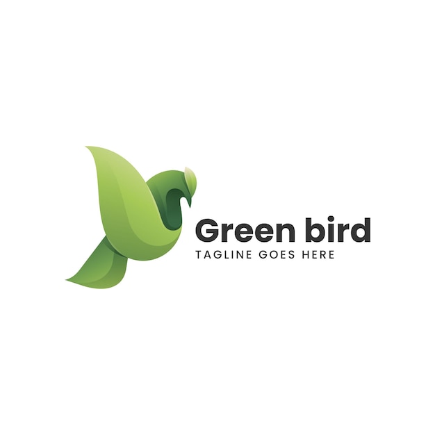 Vector Logo Ilustração Verde Pássaro Gradiente Estilo Colorido