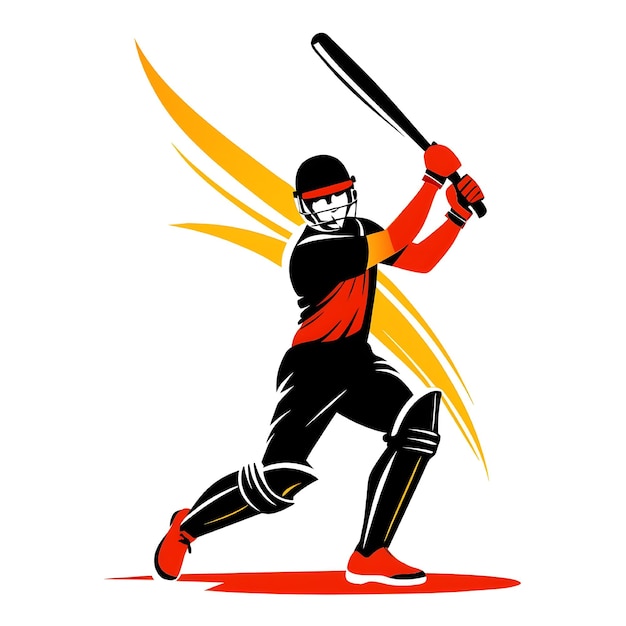 Vector logotipo de ação de jogadores de críquete