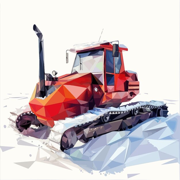 Vetor vector_low_poly_snowcat_white_background