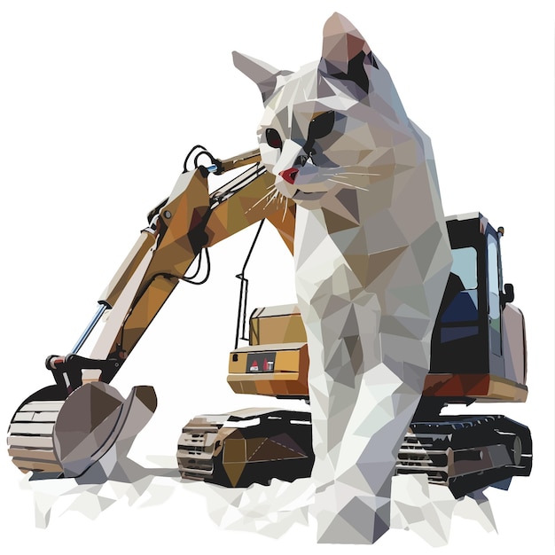 Vetor vector_low_poly_snowcat_white_background