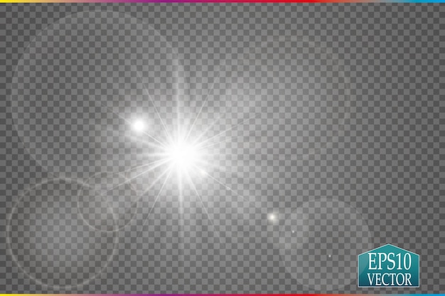 Vector luz solar transparente lente especial flare efeito de luz