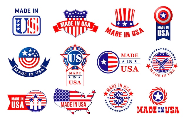 Vector made in usa etiquetas de produtos de qualidade