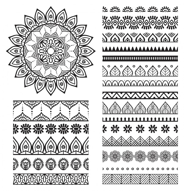 Vector mandala ornamento redondo em estilo étnico desenho de mão