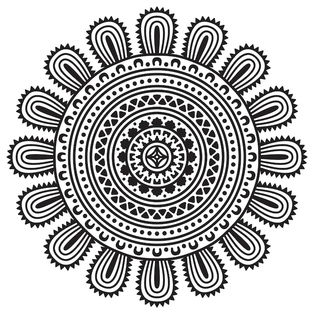 Vetor vector mandala ornamento redondo em estilo étnico desenho de mão