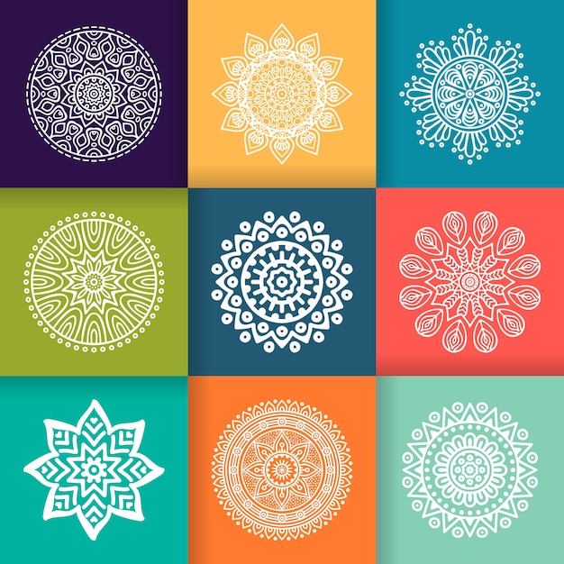 Vetor vector mandala ornamento redondo em estilo étnico desenho de mão