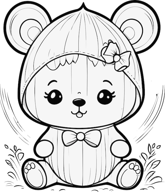 Vector mão desenhada ilustração de livro para colorir kawaii