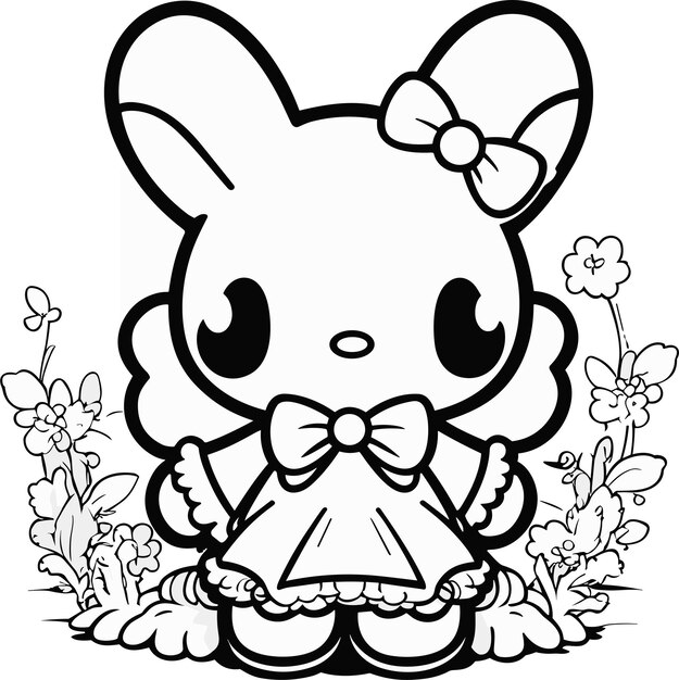 Vector mão desenhada ilustração de livro para colorir kawaii