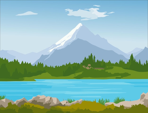 Vector maravilhosa cena de paisagem de montanha