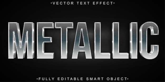 Vetor vector metálico prateado efeito de texto de objeto inteligente totalmente editável