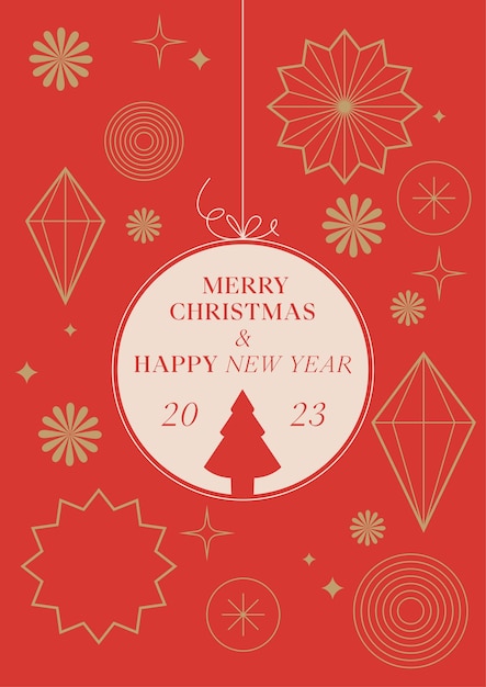Vector moderno cartão de cumprimentos de feliz natal com decoração tradicional de natal