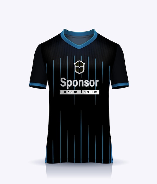 Vector moderno e moderno design de modelo de camiseta esportiva de cor preta