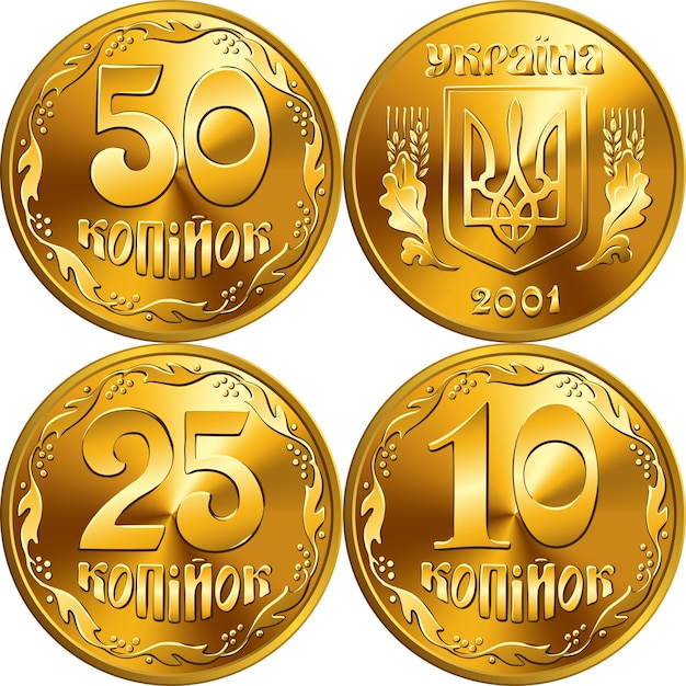 Vector moedas de ouro de dinheiro ucraniano