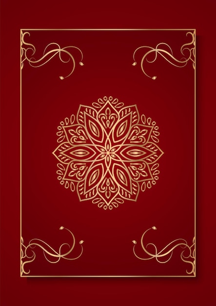 vector moldura de canto floral ornamental dourada de cor vermelha design de fundo de luxo e capa de livro