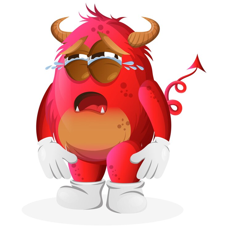 Vetor vector monstro vermelho fofo chorando