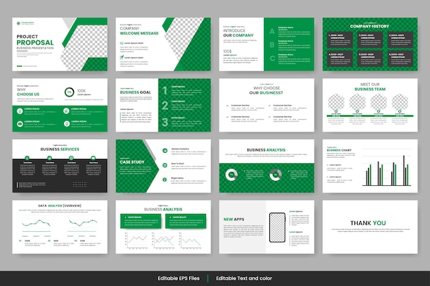 Vector negócios corporativos powerpoint portfólio de negócios perfil design relatório de projeto corporativo p