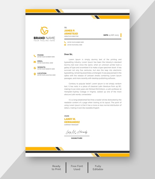 Vector negócios modernos e modelo de papel timbrado corporativo A4