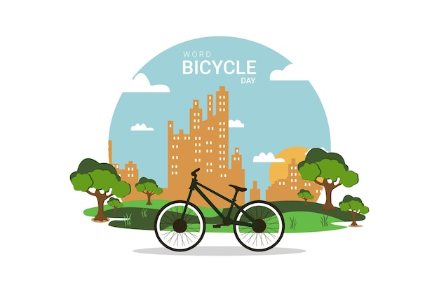 Vetor vector o dia mundial da bicicleta na ilustração vetorial da cidade
