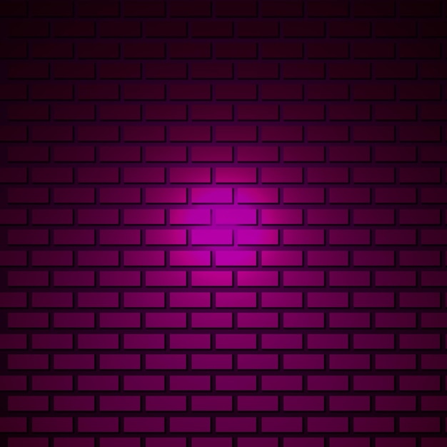 Vector o fundo noturno da parede de tijolos para o conceito de luzes de néon, lugar de texto da parede de tijolos escuros