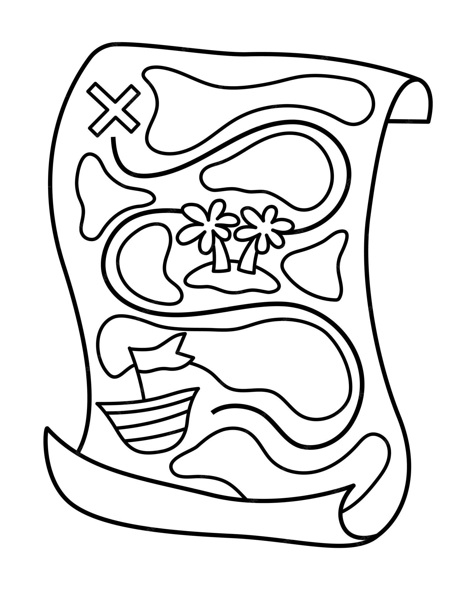 Antigo mapa do tesouro antigo modelo de mapa da ilha dos desenhos