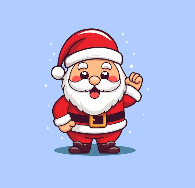 Vector o papai noel fofo e apresente uma ilustração de personagem de design plano simples