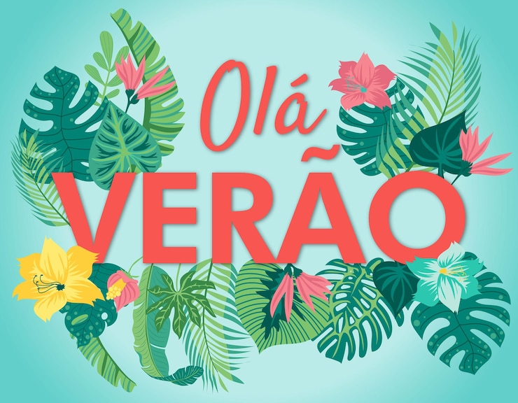 Vetor vector olá conceito de letras de verão em português