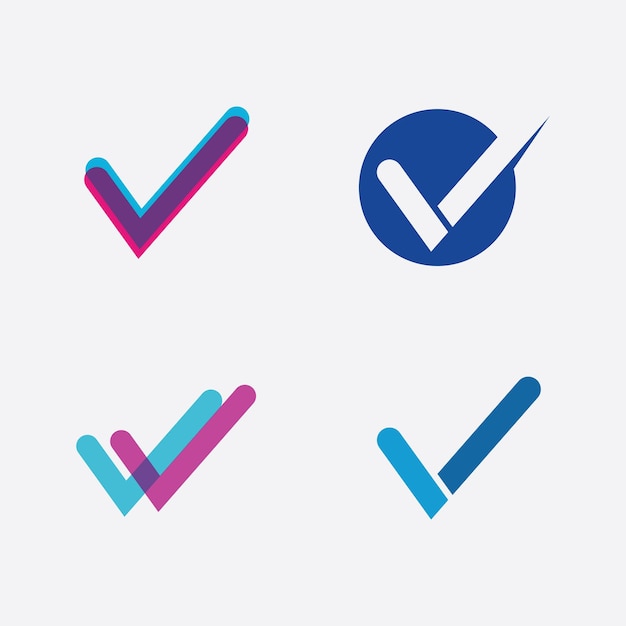 Vector ou ícone do logotipo da marca de verificação da lista de verificação símbolo de carrapato na ilustração de cor verde aceite o símbolo okey para aprovação ou design de lista de verificação