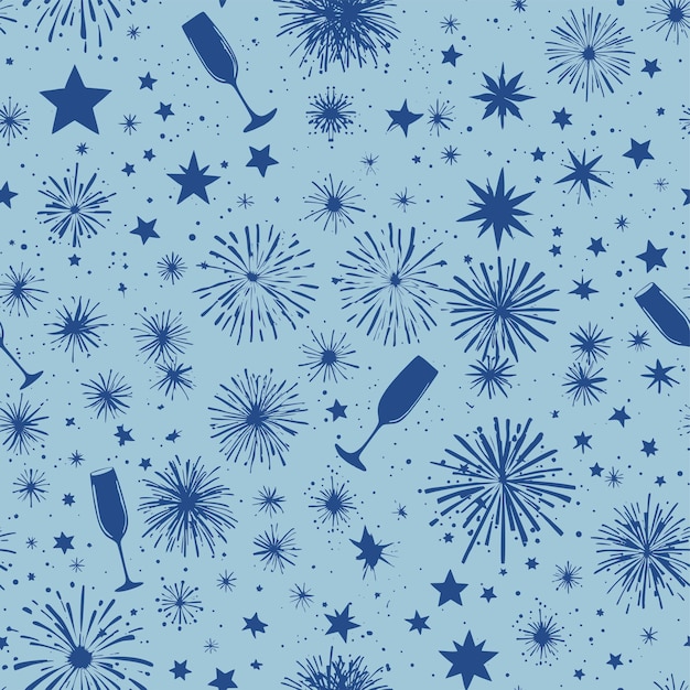 Vector padrão sem costura celebração de Ano Novo fogos de artifício