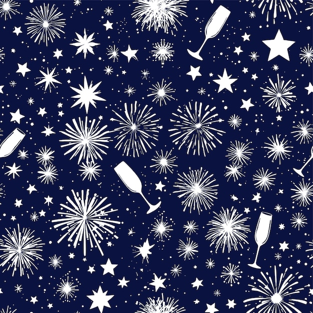 Vector padrão sem costura celebração de Ano Novo fogos de artifício