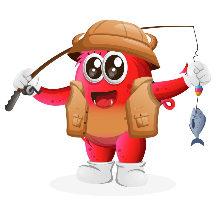 Vetor vector pesca de monstro vermelho bonito
