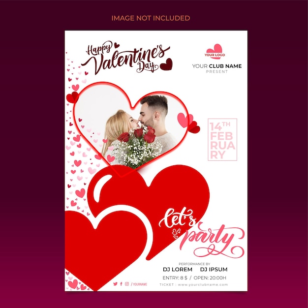 Vector plano gratuito dia de São Valentim folheto amp cartaz