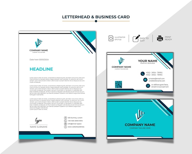 Vector premium de modelo profissional de papel de carta e cartão de visita criativo