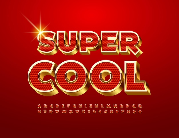 Vector premium sign super cool 3d red e gold font luxo conjunto de letras e números do alfabeto