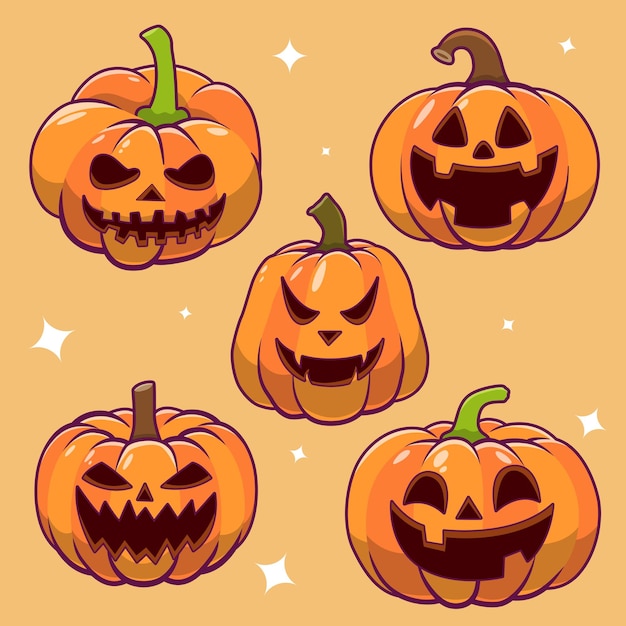Vector Pumpkin Head Hallowen Variante Isolada da Ilustração de Ícones de Desenho de Cartoon