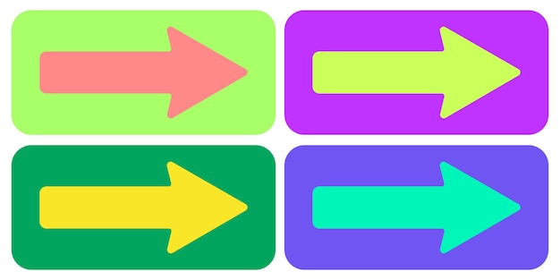 Vetor vector quatro setas à esquerda desenho plano em várias cores