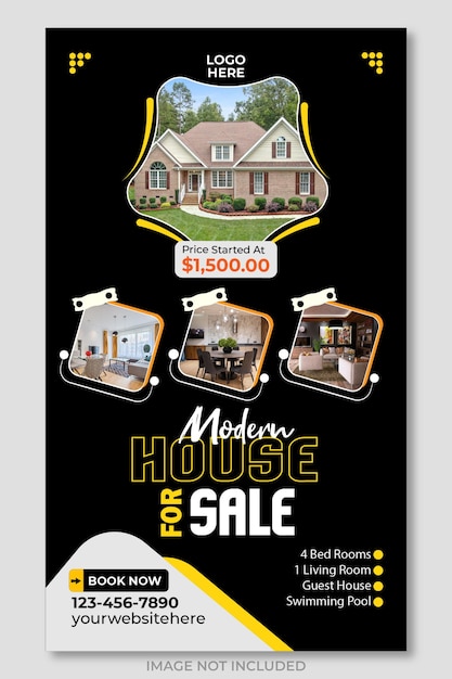 Vetor vector real estate house property instagram e modelo de história do facebook
