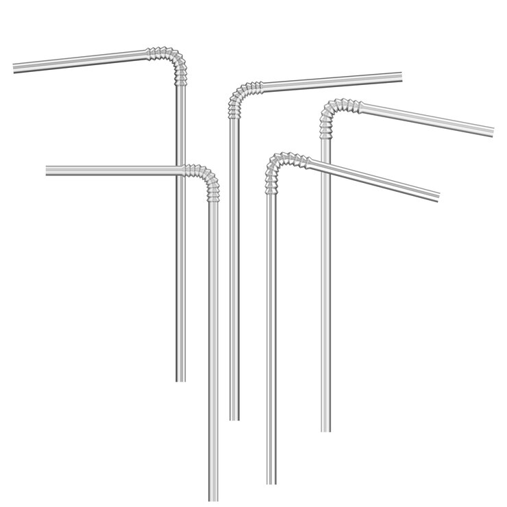 Vetor vector realista beber canudos isolados no branco com várias curvas.