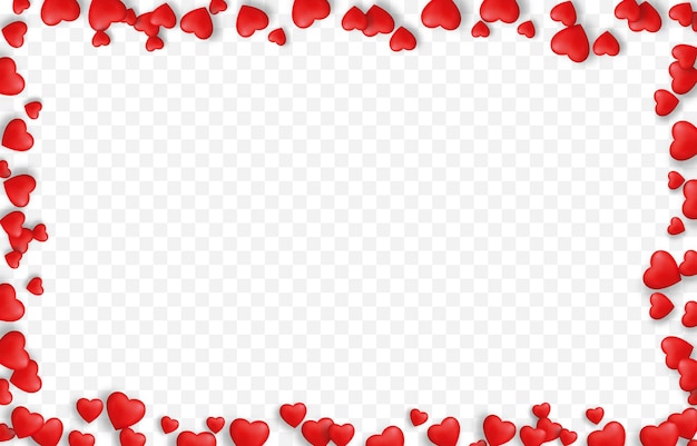 Vetor vector realistic hearts png moldura de corações vermelhos em um fundo transparente isolado