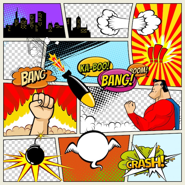 Vector retro comic book speech bubbles ilustração