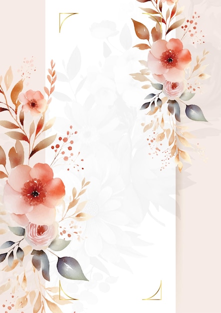 Vector rosa branco e bege invitação de luxo dourada realista com flora e flor