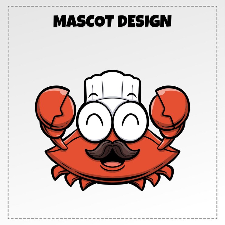 Vetor vector seafood chef crab logo mascote ilustração design vetorial