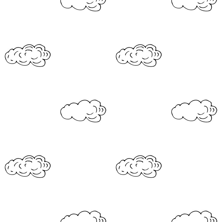 Vetor vector sem costura padrão nuvem nuvem céu doodle