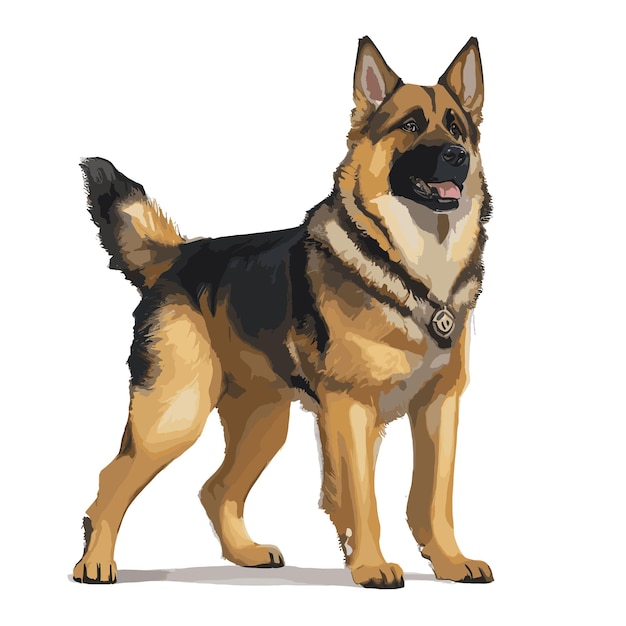 Vetor vector shepherd alemão cão clipart animal fundo branco editável.