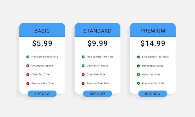 Vector Simple Website Pricing Subscription Business Template (Template de negócios de assinatura de site simples de vetor)