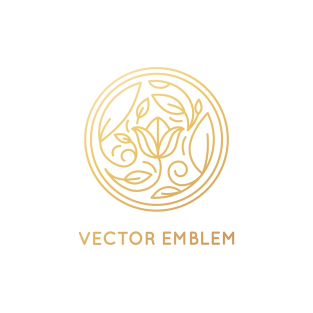 Vector simples e elegante logo design emblema no elegante estilo linear